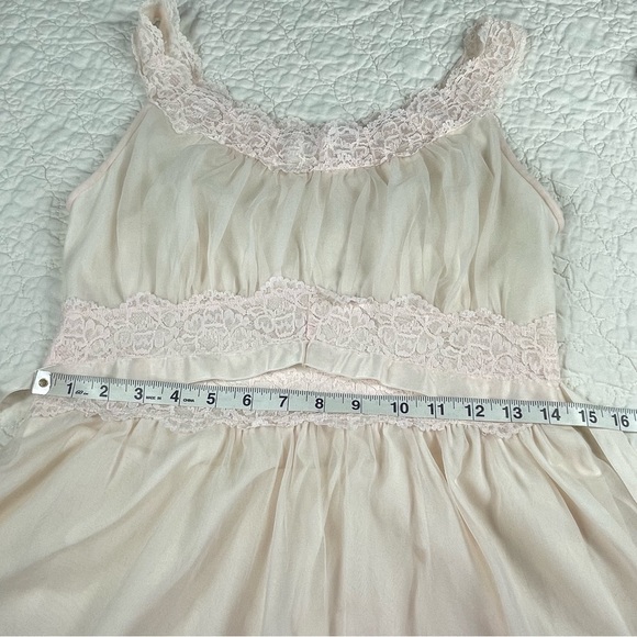 🔥Vintage 50s-60s Miss Siren Sheer Peach & Pink Midi Nightgown Lingerie Size S - Picture 11 of 12